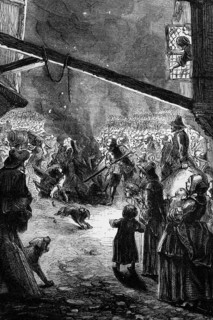 Crowds celebrate the death of Thomas Wentworth, 1st Earl of Strafford, who was executed in front of