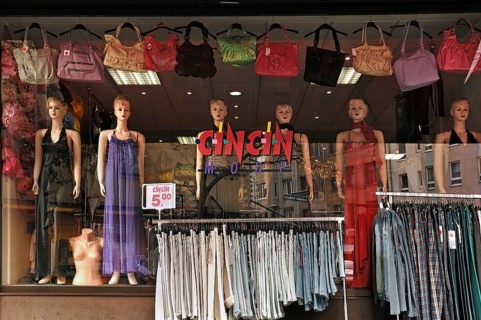 Showcase of a Turkish fashion store, Bavaria, Germany