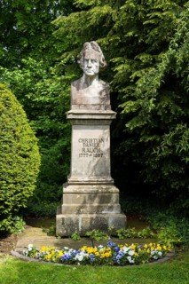 Statue of Christian Daniel Rauch in front of his birthplace, German Neoclassicism sculptor, Bad