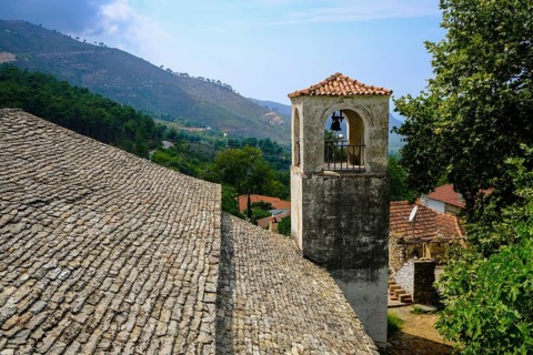 Megalo Kazaviti, Thassos, Greece - Tower of the Church of the Apostles in Kazaviti. The mountain