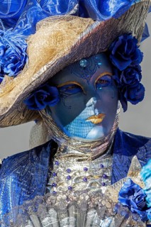 Venetian carnival mask and costume at the Venetian fair on the historic market square, Ludwigsburg,
