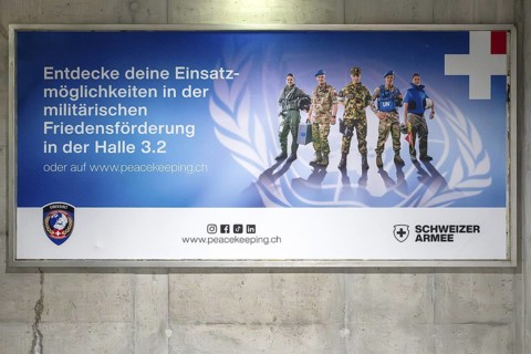 Advertising poster Swissint, Swiss Army and UN
