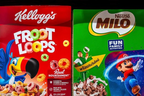 Kelloggs and Milo packaging, Bangkok, Thailand