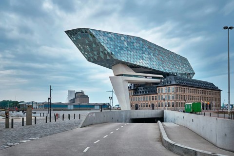ANTWERP, BELGIUM, MAY 27, 2018: Antwerp port administration headquarters, designed by famous