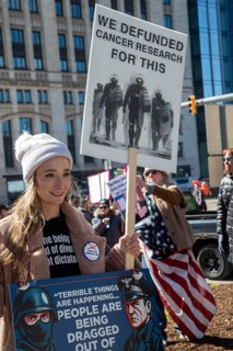 Detroit, Michigan USA - 28 March 2026 - People gathered at more than 100 'No Kings' rallies across