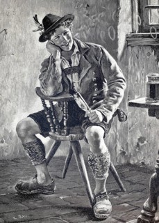 Young man in leather pants, noisy leather, and traditional costume, 1890, Tyrol, Austria,