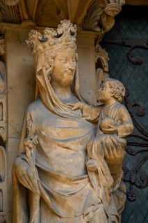 Entrance portal of the Gothic Saint-Étienne Cathedral, detail, St Stephen's Cathedral, Metz, Grand