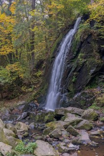 Waterfall in early autumn. Scenic park Terezino udolí (Tercino údolí or Tereziino) located in the