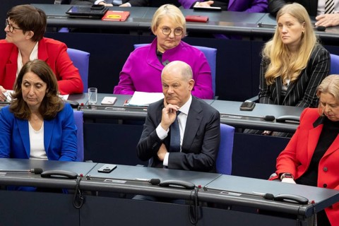 Berlin, Germany - 25 March 2025: Federal Chancellor Olaf Scholz during the constituent session of