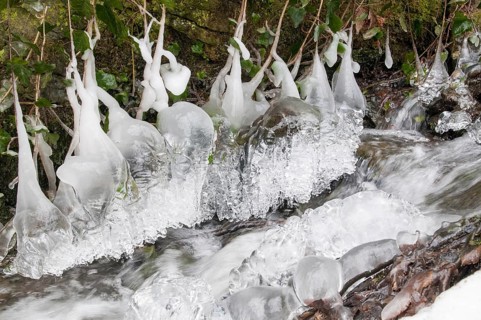 Stream, brook, ice, flowing water, ice, landscape, snow, snow, winter