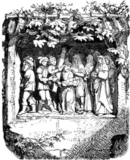 Station on the Passion of Jesus, Jesus carries the cross, frame, leaves, historical illustration