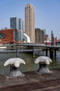 Kop van Zuid, Wilhelminapier, skyscrapers on the Nieuwe Maas, skyline of the city center, Rijnhaven