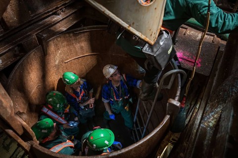 Kwielice, POLAND - JUNE 30, 2023: Mining shaft GG-1 with a depth of 1348 m belonging to copper