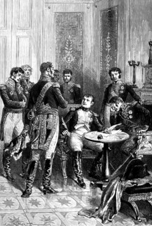 Emperor Napoleon Bonaparte's abdication in 1814, France, victory of the coalition Prussia Russia