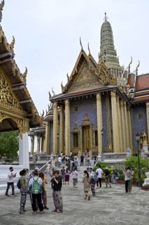 Tourists at Wat Phra Kaew, Temple of the Emerald Buddha, Bangkok, Thailand