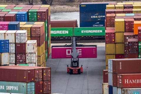 Duisburg Container Terminal Logport 2, Gateway-West-Terminal, on the Rhine in the south of