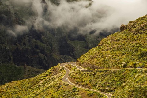 Pass road from Masca to Cruz de Hilda, Teno Mountains, Tenerife, Canary Islands, Spain
