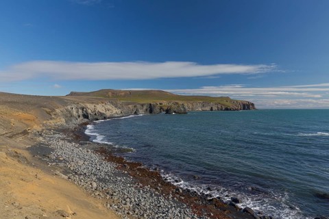 Coastal landscape at the road 870 north of Kopasker, North Iceland