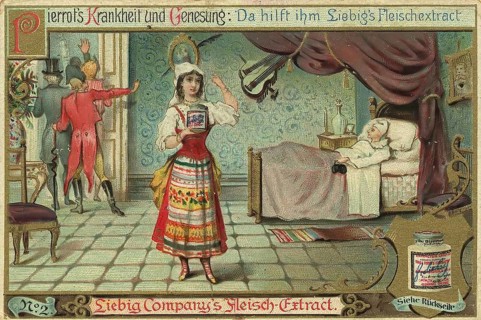 Series Cure of Pierrot by Liebig's meat extract, Pierrot's illness and recovery, Liebig's meat