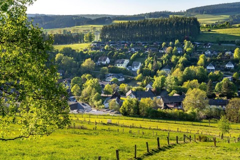 Sauerland landscape near Wemlinghasuen, district of Bad Berleburg, in the Siegen-Wittgenstein