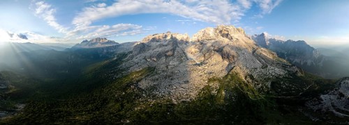 360 degree alpine panorama, aerial view, impressive mountain peaks of the Brenta Mountains, Brenta,