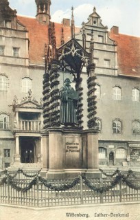 Historical postcard, picture postcard, Luther monument Wittenberg, Saxony-Anhalt, Germany,