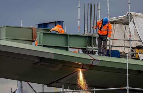 Castrop-Rauxel, North Rhine-Westphalia, Germany, new construction of a bridge, a pedestrian and