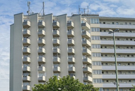 Residential building, high-rise on Rathenauplatz, Halensee, Charlottenburg-Wilmersdorf, Berlin,
