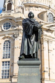 Martin Luther Memorial on Neumarkt in front of the Church of Our Lady, Dresden, Saxony, Germany