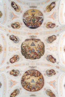 Painting on the church ceiling of St Peter's Basilica in Dillingen an der Donau, Bavaria, Germany