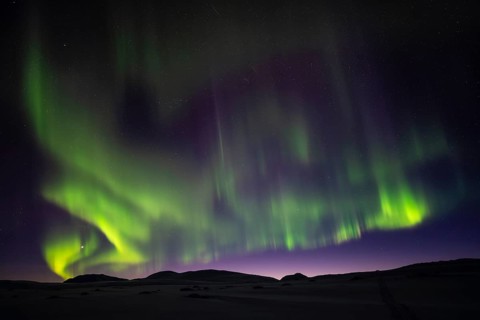 Northern Lights (Aurora borealis), Stora Sjöfallet National Park, Laponia World Heritage Site,