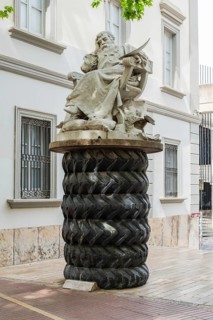 Sculptures at Plaça Gala i Salvador Dalí in front of the Teatre-Museu Dalí in Figueras, Spain