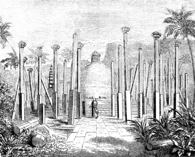 Tuparamaha Stupa or Thuparamaya Stupa on Ceylon, Buddhist temple complex, archeological sight,