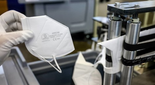 Wuppertal, North Rhine-Westphalia, Germany - FFP2 masks production Made In Germany at Sentias