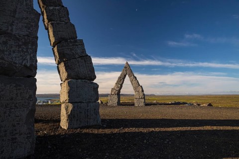 Arctic Henge, near Raufarhöfn, Iceland, It is inspired by the mythical world of eddic poem Völuspá