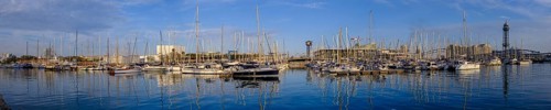 Marina, Port Vell, at the harbour, sailing boats, Barcelona, Catalonia, Spain