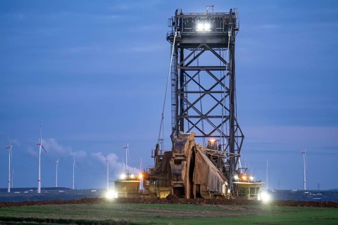 Edge of the Garzweiler II open-cast lignite mine, at the village of Lützerath, the last village to