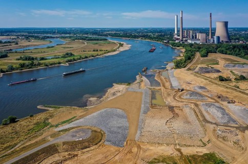 Dinslaken, Voerde, North Rhine-Westphalia, Germany, Emscher estuary into the Rhine. Construction