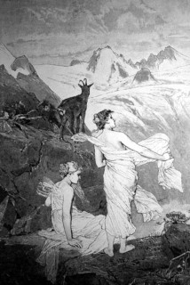 Salige Frauen, also called Salkweiber, Salaweiber, wild or white woman are figures from the world