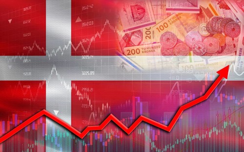 Denmark economic growth on financial graph. Denmark financial growth on market graph