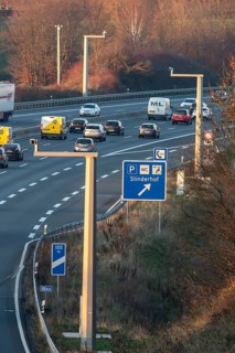 Motorway A3 between Düsseldorf and Leverkusen, near Erkrath, video cameras monitor traffic, check