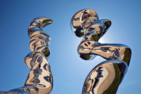 Stainless steel sculpture entitled Points of View by Tony Cragg, Mathildenhöhe, Darmstadt, Hesse,