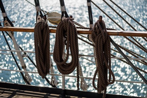 Rigging, steel four-masted barque Pommern, windjammer with jubilee rig, maritime museum, Mariehamm,