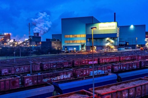 Hüttenwerke Krupp-Mannesmann, HKM in Duisburg, houses of the blast steel plant, coking plant,