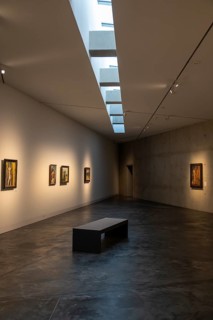 Exhibition room with paintings, interior view, Felix Nussbaum House, museum, architect Libeskind,