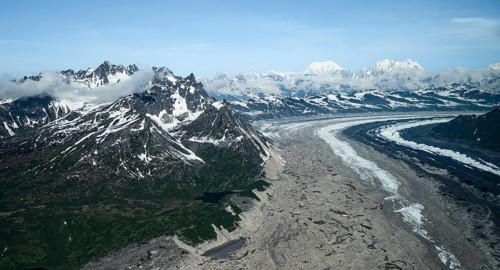 Ruth Glacier, glaciers and mountains of the Alaska Range, Alaska, USA