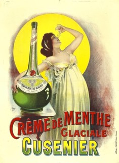 Advertising poster, beverage advertisement, advertising poster for mint liqueur Crème de Menthe