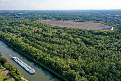 Essen, North Rhine-Westphalia, Germany - Schurenbachhalde canal bank park. The Schurenbachhalde on