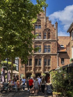 Many passers-by in the city centre of Venlo, Netherlands
