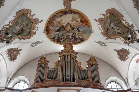 Organ built in 1967, built in the Heilig Kreuz Minster around 1400, Rottweil, Baden-Württemberg,